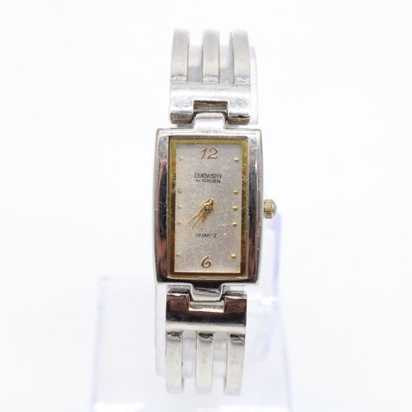 Vintage Embassy By Gruen Watch Womens Rectangular Silver Classic Quartz Dial - Picture 2 of 9